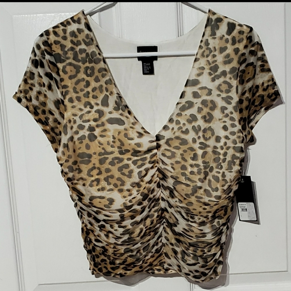 Free Press Leopard Print Ruched Top - Picture 4 of 7